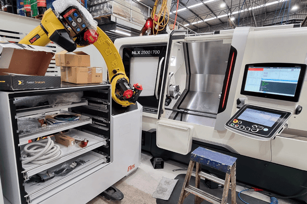 a robotic arm used in CNC manufacturing and machining.