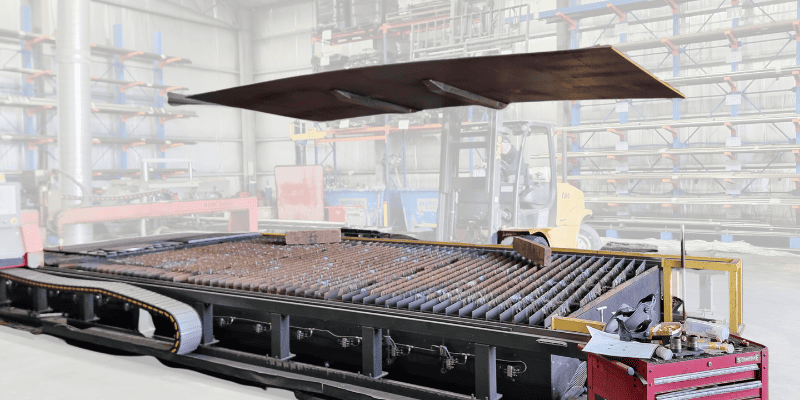 Berkeley Engineering large scale plasma cutting machine shop.